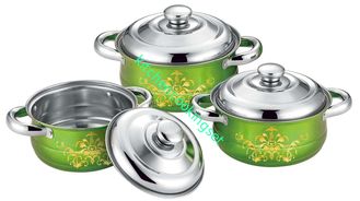 O Cookware da cozinha do produto comestível ajusta-se colorido com superfície exterior lustrada espelho