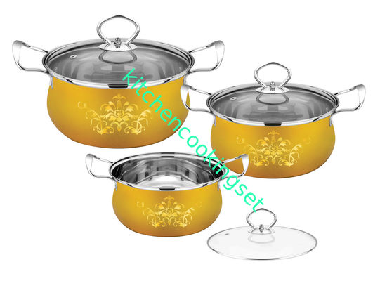 Grupos de aço inoxidável de lustro altos do Cookware com estilo elegante da tampa de vidro