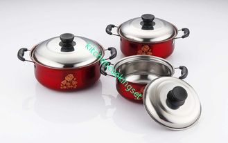 o Cookware 6pcs de aço inoxidável ajusta manutenção prática de 16cm - de 18cm - de 20cm a baixa
