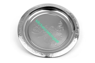Bandeja de aço inoxidável redonda do serviço da cor de prata, bandeja de aço inoxidável das bebidas de 50CM