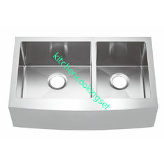 Brushed Surface Stainless Steel Apron Sink Double Bowl Type No Faucet