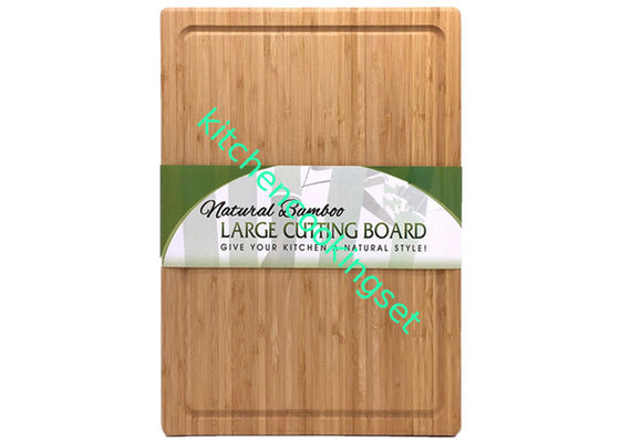 Retângulo de madeira de bambu da placa de corte do logotipo do laser grande dado forma com sulco do suco