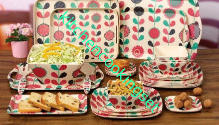 مجموعة أواني الخيزران الطويلة للطباعة طويلة الأمد آمنة للغسل في غسالة الصحون