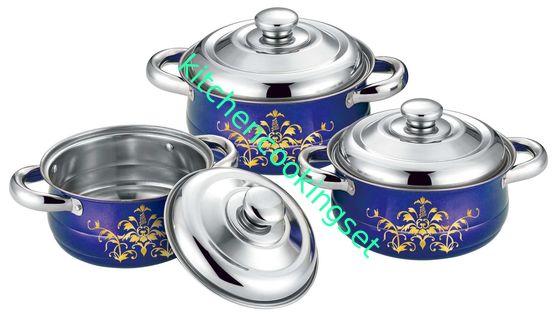 O Cookware da cozinha do produto comestível ajusta-se colorido com superfície exterior lustrada espelho