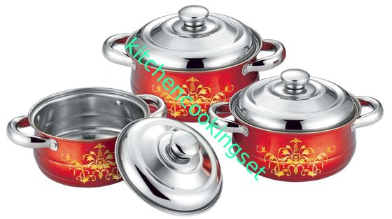 O Cookware da cozinha do produto comestível ajusta-se colorido com superfície exterior lustrada espelho