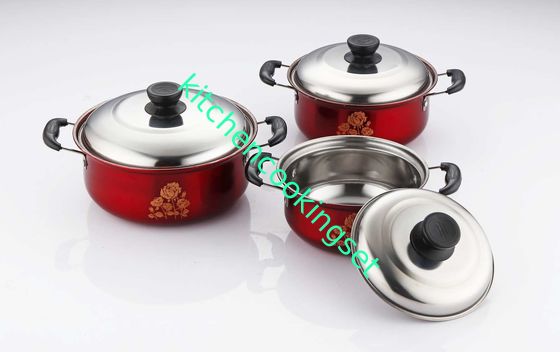 o Cookware 6pcs de aço inoxidável ajusta manutenção prática de 16cm - de 18cm - de 20cm a baixa