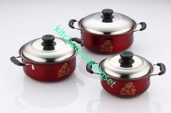 o Cookware 6pcs de aço inoxidável ajusta manutenção prática de 16cm - de 18cm - de 20cm a baixa