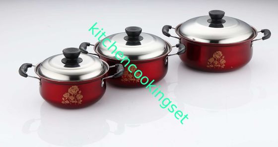o Cookware 6pcs de aço inoxidável ajusta manutenção prática de 16cm - de 18cm - de 20cm a baixa