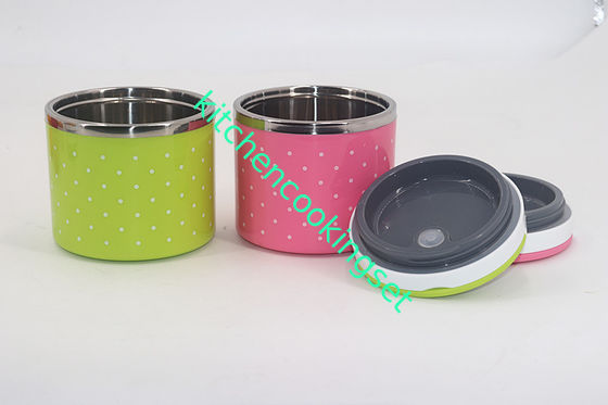 Recipientes de aço inoxidável isolados prova do almoço do escape com o punho arqueado não tóxico
