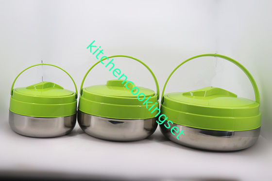 Lancheira de aço inoxidável da tampa verde para o escritório 2L - estilo de Bento da capacidade 10L