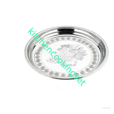 Cor de prata gravada resistente à corrosão da bandeja de aço inoxidável da forma redonda