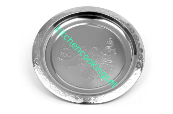 Bandeja de aço inoxidável redonda do serviço da cor de prata, bandeja de aço inoxidável das bebidas de 50CM