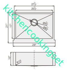 29 '' Χ» ενιαίος μπροστινός νεροχύτης ποδιών κύπελλων 21, που βουρτσίζεται τελειώνουν τον εμπορικό νεροχύτη ανοξείδωτου
