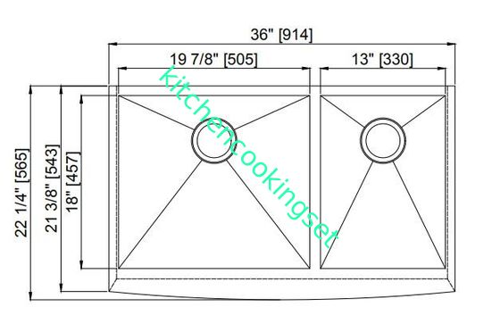 La depressione lucidata dell'acciaio inossidabile affonda il lavandino commerciale e doppio della parte anteriore del grembiule della ciotola