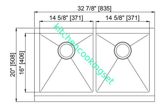 Aucun évier d'acier inoxydable de mesure du robinet 18, évier de cuisine de tablier de ferme