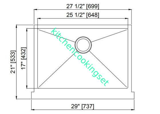 El solo fregadero de la esquina del acero inoxidable del cuenco, satén acabó el fregadero delantero del cortijo del delantal