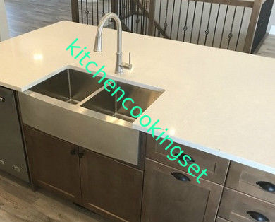 Brushed Surface Stainless Steel Apron Sink Double Bowl Type No Faucet