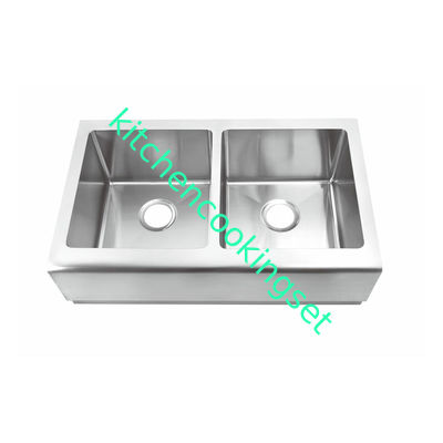 Fregadero de cocina de Undermount del acero inoxidable del indicador del anuncio publicitario 16, fregadero doble del delantal del cuenco