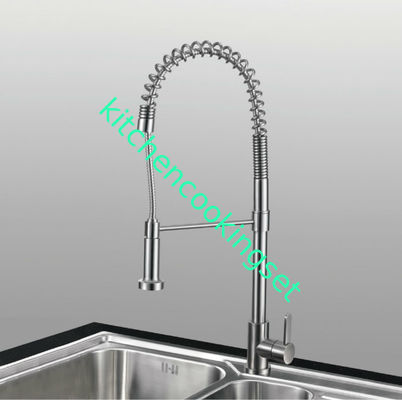 صمام السيراميك الأساسية طويلة العنق بالوعة المطبخ الحنفية SUS 304 مادة الفولاذ المقاوم للصدأ