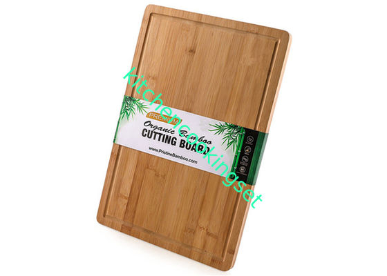 Retângulo de madeira de bambu da placa de corte do logotipo do laser grande dado forma com sulco do suco