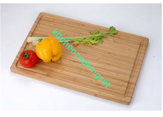 Retângulo de madeira de bambu da placa de corte do logotipo do laser grande dado forma com sulco do suco