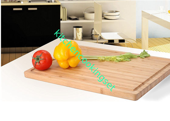 Retângulo de madeira de bambu da placa de corte do logotipo do laser grande dado forma com sulco do suco