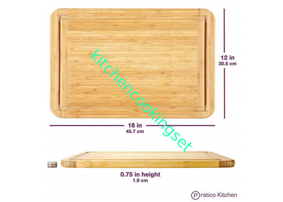 Tamanho amigável 12" da placa de corte da carne de Eco grande material de bambu orgânico de X18 '' X0.8” 100%