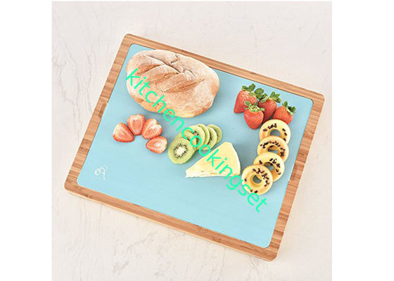 Placa de pão de bambu natural, placa de desbastamento de madeira ajustada com as esteiras funcionais do silicone