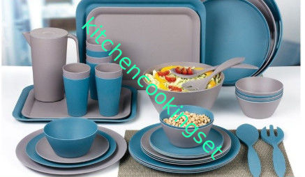 Blauw Grijs Bamboevaatwerk dat met het Natuurlijke Vrije Heavy metal wordt geplaatst van het Installatiepatroon