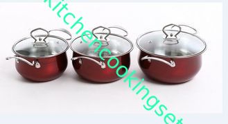 Non Stick røde gryter og panner sett for induksjonskomfyr Profesjonell elegant design