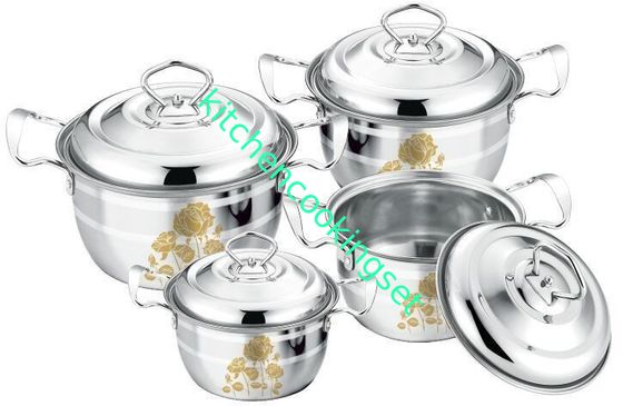 Conjunto de cozinha de cozinha de alta polir com tampa de aço inoxidável logotipo personalizado